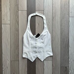 Bebe Y2K Elegant White Halter Vest
